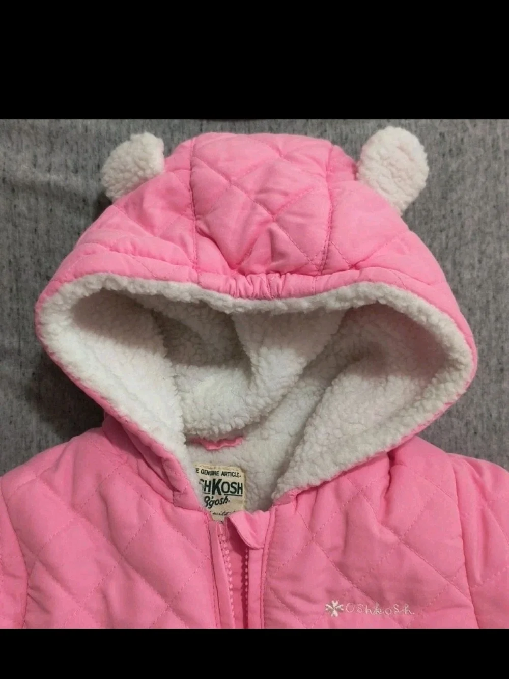OshKosh B'gosh Pink Quilted Hooded Footed One-Piece